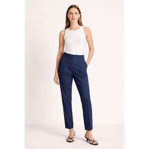 Theory Linen Blend Pleated Ankle Pants – Navy – Size 8